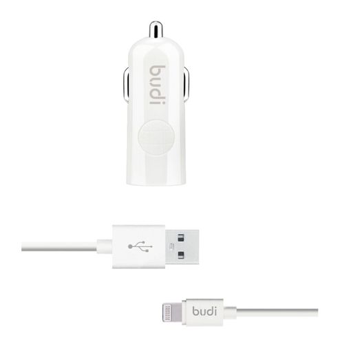 Ładowarka samochodowa USB+kabel Lightning (Biały) na Arena.pl