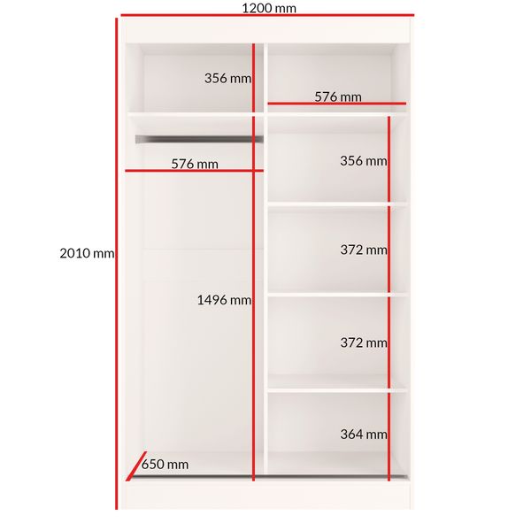 Szafa przesuwna z lustrem Como 2D 120 Biała zdjęcie 2