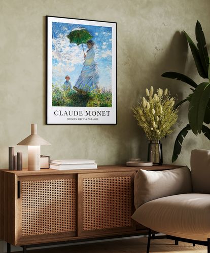 Plakat Claude Monet parasol 50x70 cm w czarnej ramie na Arena.pl