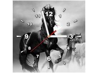 30X30CM ZEGAR CZARNY KOŃ OBRAZ DREWNO