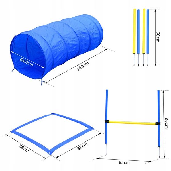 PawHut ZESTAW AGILITY DLA PSA/SLALOM TUNEL PŁOTKI zdjęcie 2