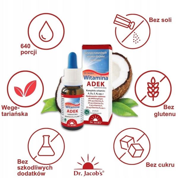 Witamina ADEK w kroplach 20 ml Dr. Jacob's zdjęcie 2