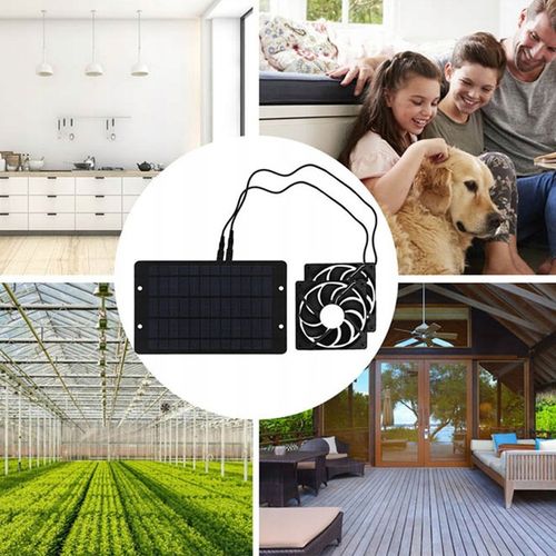 ZEWNĘTRZNY PANEL SOLARNY WENTYLATOR 10W PODWÓJNY WYDECH DO SZKLARNI KURNIKA na Arena.pl