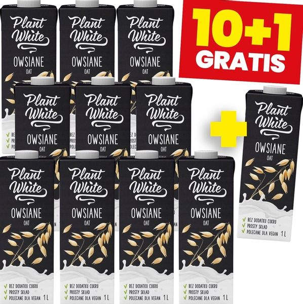 Napój owsiany Plant White 1l PROSTY SKŁAD BEZ DODATKU CUKRU x10+1 GRATIS zdjęcie 1