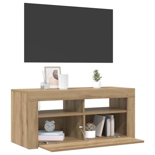 Szafka pod TV z oświetleniem LED, dąb artisan, 90x35x40 cm na Arena.pl