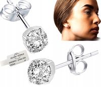 KOLCZYKI SREBRNE 925 CYRKONIE SZTYFTY WKRĘTKI ELEGANCKIE ZATYCZKI Swarovski