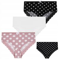 Majtki Figi Szorty Damskie Bawełniane z Koronką w Kropki MORAJ 3 szt - S