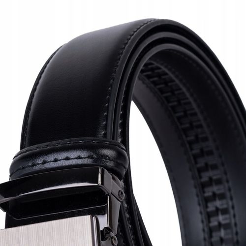 Pasek Skórzany Męski CZARNY klamra automat spodni na Arena.pl