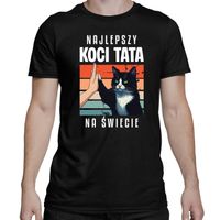 Najlepszy koci tata na świecie - męska koszulka na prezent M Czarny