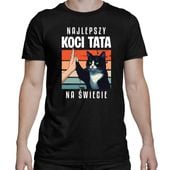 Najlepszy koci tata na świecie - męska koszulka na prezent XL Czarny