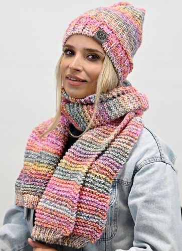 Zimowy Komplet Kolorowy Gruby Czapka Szal Wz1 na Arena.pl