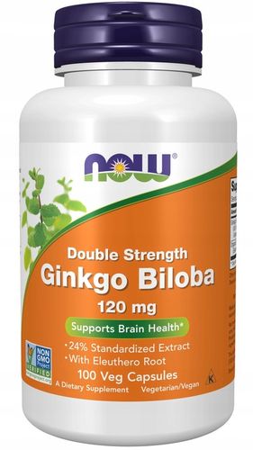 NOW Foods Ginkgo Biloba 120mg Miłorząb Japoński 24% PAMIĘĆ VEGE 100kap na Arena.pl