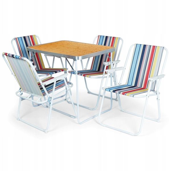 Meble TURYSTYCZNE ogrodowe kempingowe balkonowe stół + 4x krzesła składane zdjęcie 9