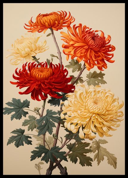Plakat 42x59,4cm Tańczące Chryzantemy zdjęcie 2