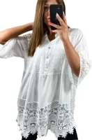 Tunika Luźna Damska Koronka Oversize Duże Rozmiary Biała (50-56) roz. 56