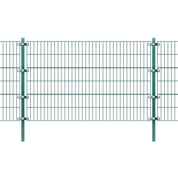 VidaXL Panel ogrodzeniowy ze słupkami, żelazny, 6 x 1,2 m, zielony na Arena.pl