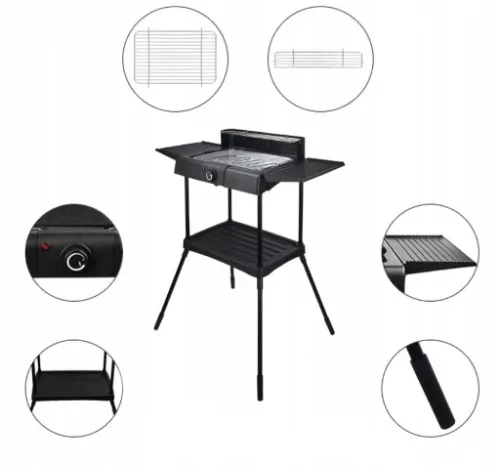 DUŻY GRILL ELEKTRYCZNY OGRODOWY STOJĄCY 2000W 2w1 na Arena.pl