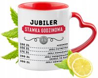 Kubek Czerwony Z Uszkiem W Kształcie Serca Dla Jubilera Na Prezent