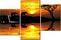 60CM 90 ZEGAR 3 ELEM AFRYKA ŚCIENNY