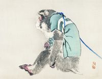 Plakat 65x50cm Monkey, Kōno Bairei Japoński Vintage do Salonu