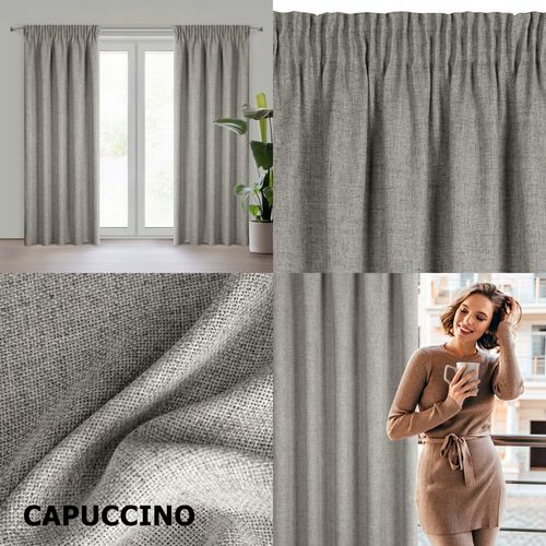 ZASŁONA GOTOWA JULA2 TAŚMA 140 X 270 CM LEN BEŻOWY STYL EKO RÓŻNE KOLORY na Arena.pl