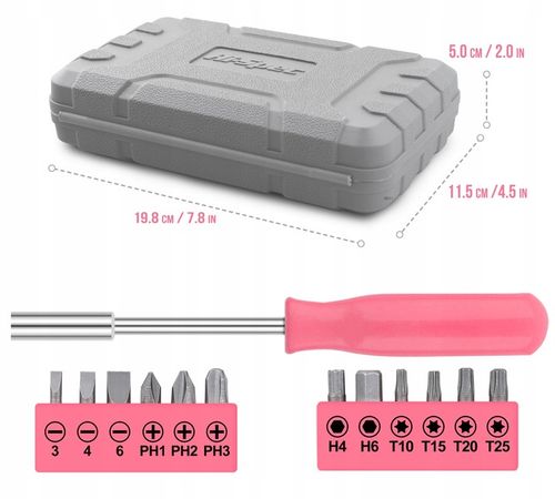 Hi-Spec 24pc różowy mały zestaw narzędzi ręcznych do naprawy DIY na Arena.pl