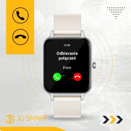 SMARTWATCH ZEGAREK DAMSKI ROZMOWY MENU PL PULS SMART WATCH SREBRNY 2 PASKI na Arena.pl