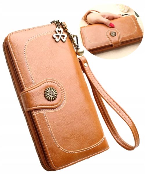 Portfel Damski Skórzany Duży Ażurowy zdjęcie 1