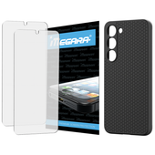 folia do samsung galaxy s23 ochronna + etui silikonowe czarne tpu