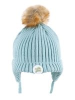 Czapka zimowa dziecięca seledynowa CUTE GIRL wiązana 46-48 YOCLUB