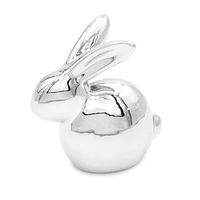 ZAJĄCZEK WIELKANOCNY SREBRNY CERAMICZNY DEKORACJA ŚWIĄTECZNA