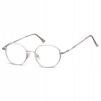 Okulary sześcioboczne KOREKCYJNE Oprawki zerówki Optyczne SUNOPTIC Srebrne