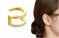 Złoty Kolczyk Nausznica Podwójna Kolczyk Srebro