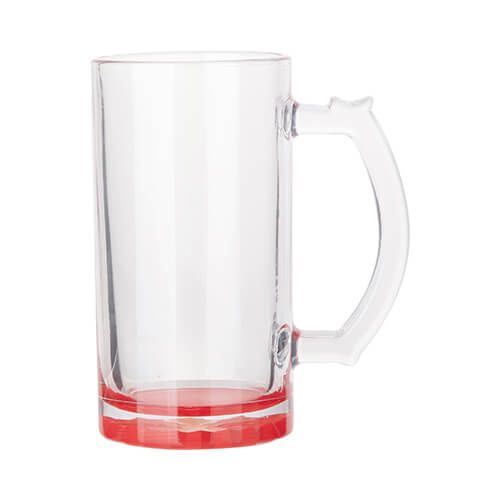 Kufel szklany 470 ml do sublimacji - czerwone dno zdjęcie 1