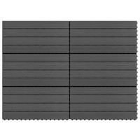 Płytki tarasowe, 6 szt., WPC, 60x30 cm, 1,08 m², czarne