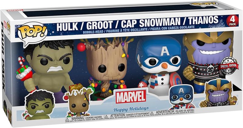 Funko POP! Marvel Happy Holidays Hulk Groot Cap Thanos 4pak SE zdjęcie 1