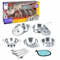 ZESTAW NACZYŃ, GARNKÓW DLA DZIECI METALOWE 12 EL RONDEL DURSZLAK AKCESORIA