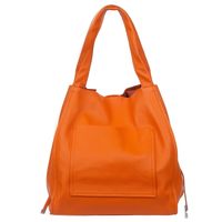 VERA PELLE torebka skórzana shopper z saszetką na ramię V497 pomarańczowa