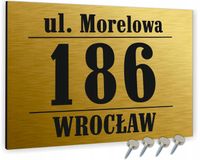 Złota Aluminiowa TABLICA tabliczka ADRESOWA Z NUMEREM DOMU 40x30 cm