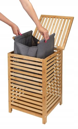 Kosz na pranie bambusowy jednokomorowy BAMBOO 40x40x60cm na Arena.pl