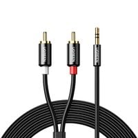 kabel przewód audio 3.5 mm mini jack - 2x rca 5m czarny