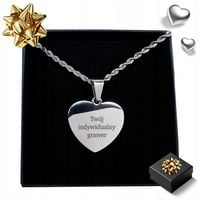 SREBRNY NASZYJNIK DAMSKI 925 ŁAŃCUSZEK SERCE Z IMIENIEM Z GRAWEREM WISIOREK