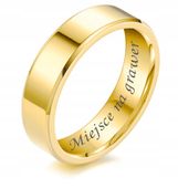 Obrączka ślubna 6mm złota stal faza z grawerem 13