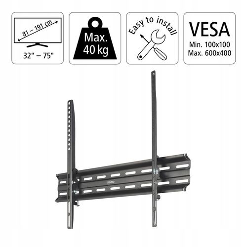 Mocny UCHWYT DO TELEWIZORA do 75" Hama LCD/LED VESA 600X400 uchylny na Arena.pl