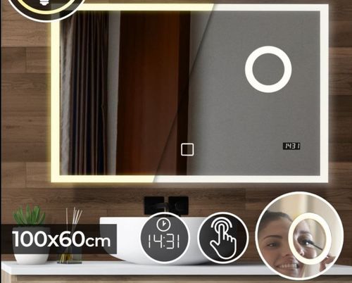 AQUAMARIN Lustro łazienkowe z oświetleniem LED, 100 x 60 cm na Arena.pl