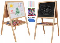 Duża drewniana suchościeralna dwustronna tablica kredowa magnetyczna 120cm