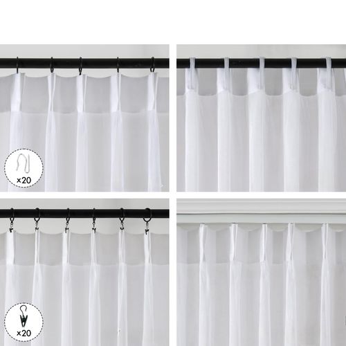 Zasłony Półprzezroczyste Woalowe Plisowane Białe 132x245 cm 2 Sztuki Salon na Arena.pl