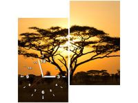 60X60CM ZEGAR AKACJA SERENGETI OBRAZ DREWNO ŚCIAN KWADRAT