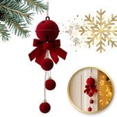 zawieszka na choinkę, dzwoneczek z kokardą i bombkami, 1 sztuka 34cm woz49