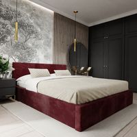 ŁÓŻKO TAPICEROWANE DO SYPIALNI 120x200 ŁÓŻKO PODWÓJNE Z POJEMNIKIEM BRĄZOWE